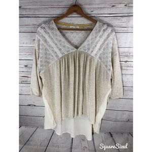 Hint of mint lacy tan top